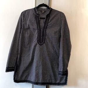 Dalia Black and White Long Sleeve Patterned Tunic